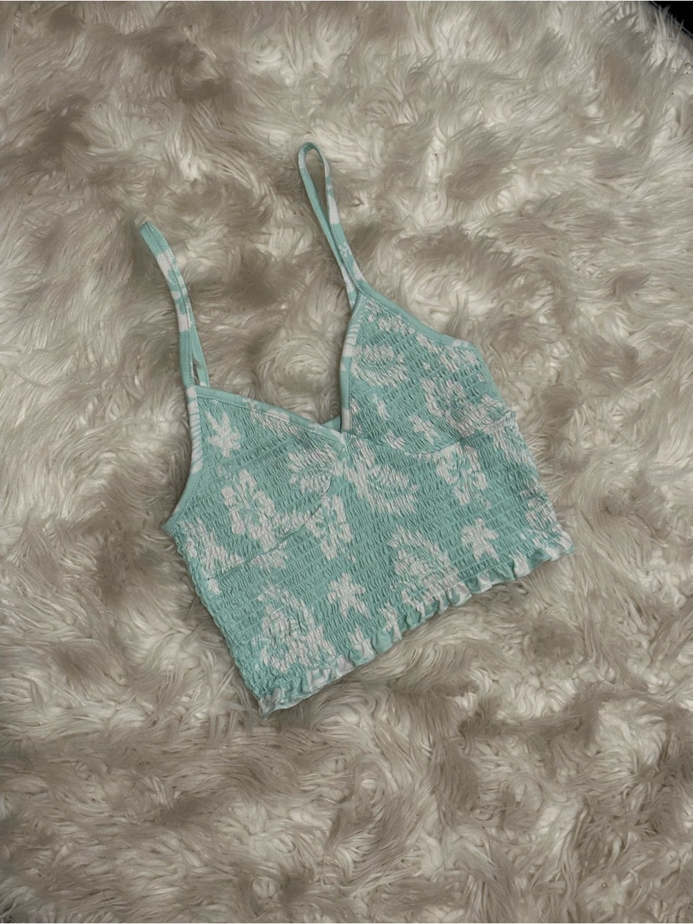 Floral Crop Cami Top - Mint